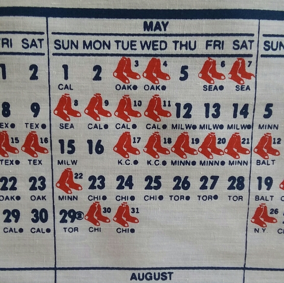 Vintage 1983 Red Sox Cloth Schedule Calendar - Picture 6 of 7